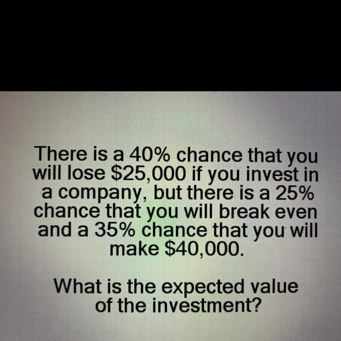 I got zero, but thats wrong. I multiplied-25,000 x 40% and 25,000 x 25% and 40,000 x 35%They all were