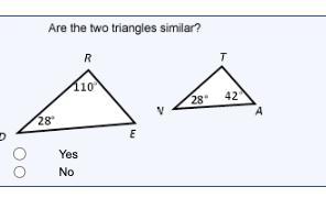 the two triangles similar Yes No