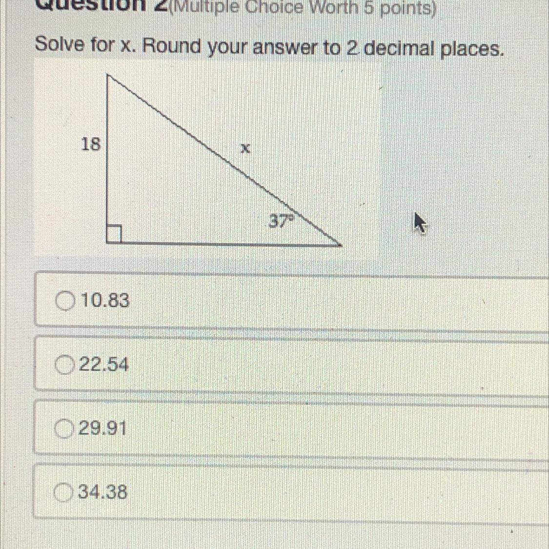 Solve for x. Round your answer to 2 decimal places.10.8322.5429.9134.38