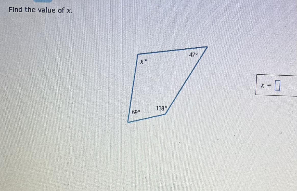 Find the value of x.69138Xx = 0