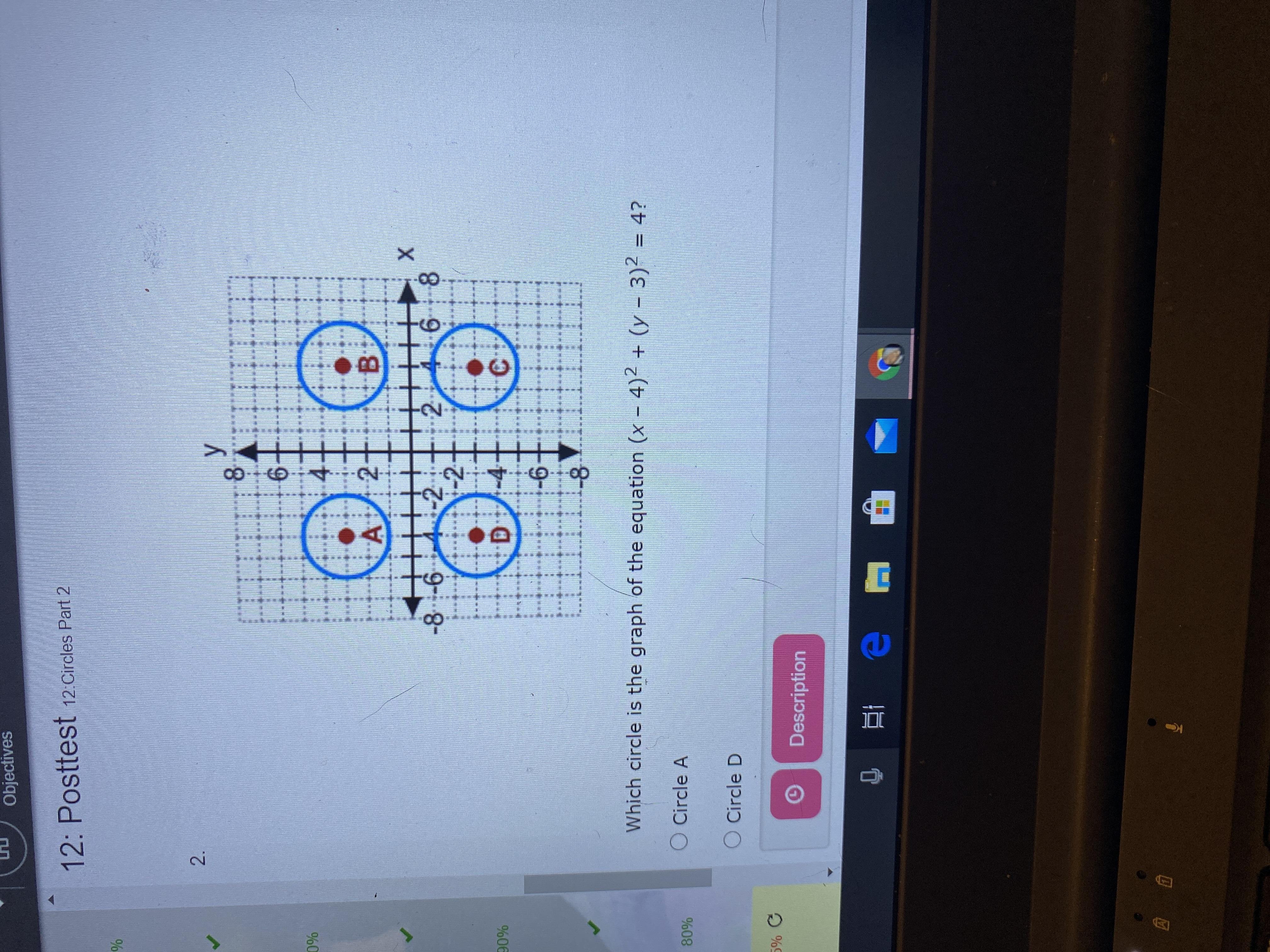 which circle is the graph of the equation (x-4)2+(y-3)2=4? gradpoint