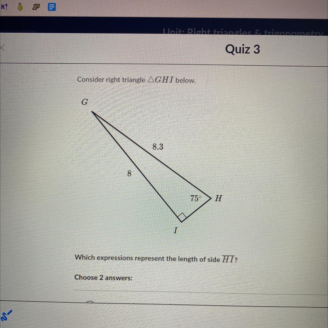 consider right triangle 