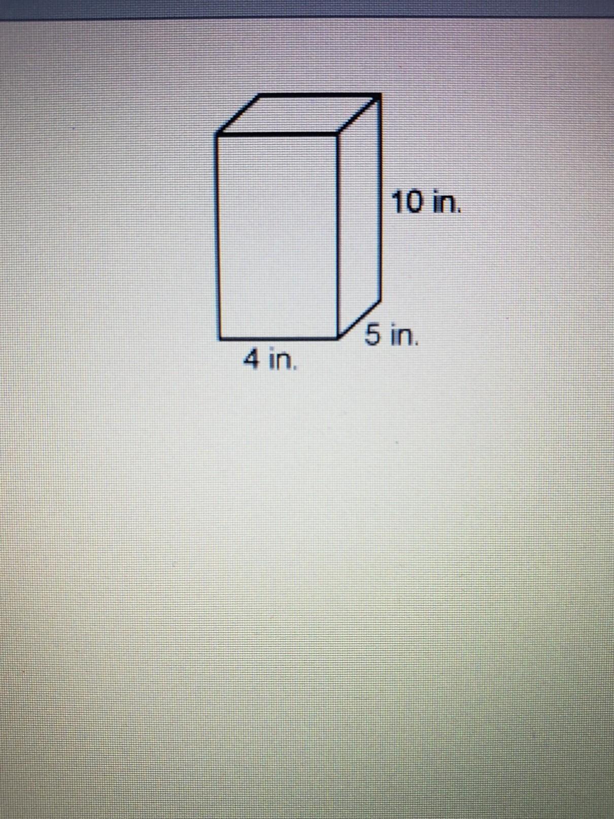Calculator What Is The Surface Area Of This Rectangular Prism? O 110 In O 180 In O200 In O220 In 10 In.