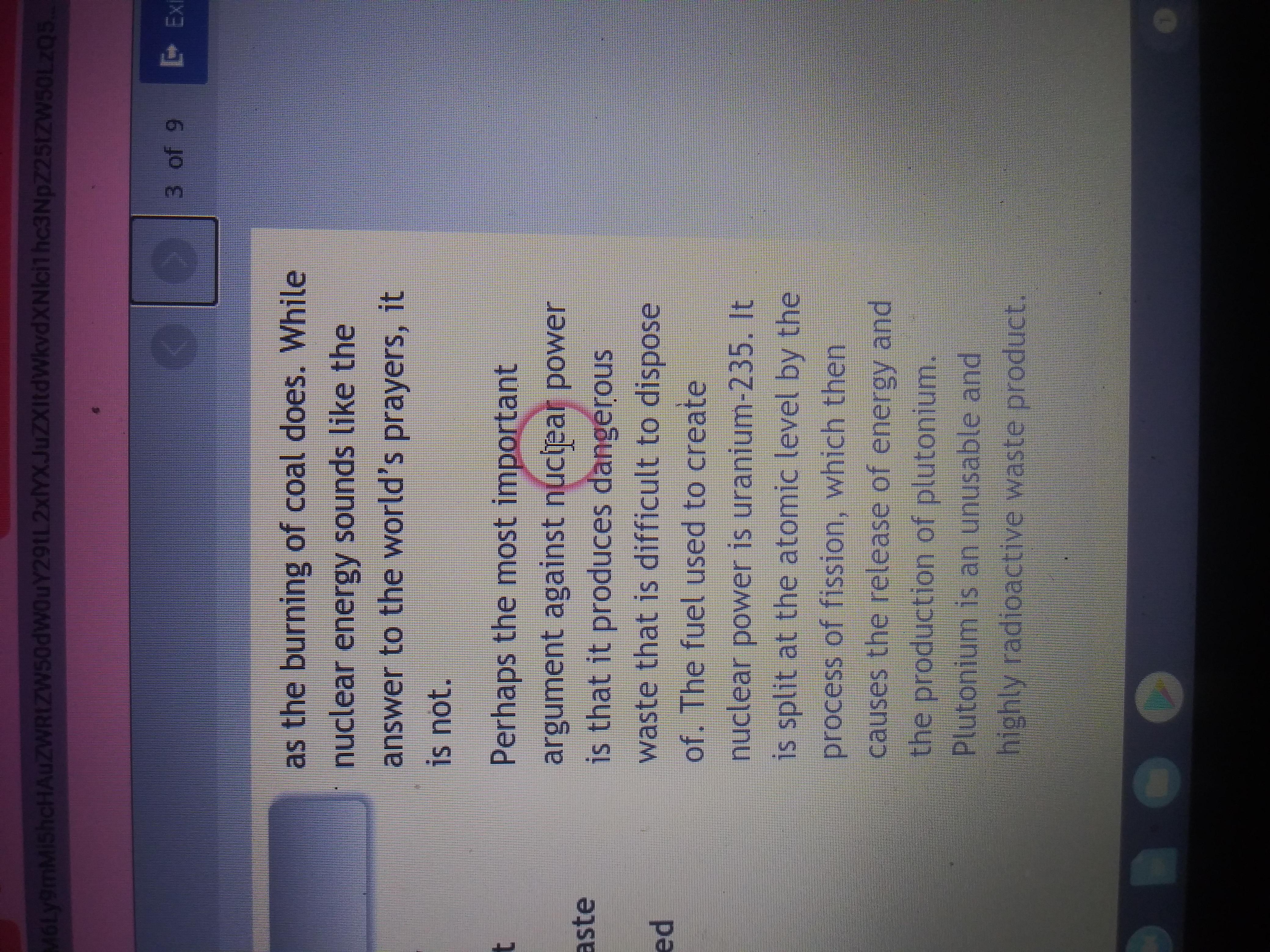 What is the topic of this passage?A. The advantage and disadvantage of nuclear energy.B. The chernobyl