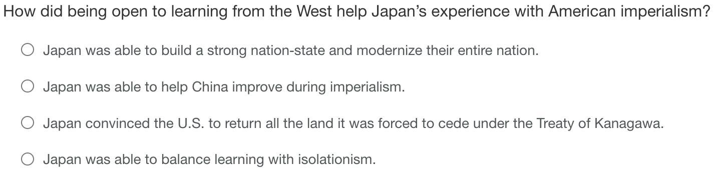 How did being open to learning from the West help Japans experience with American imperialism?