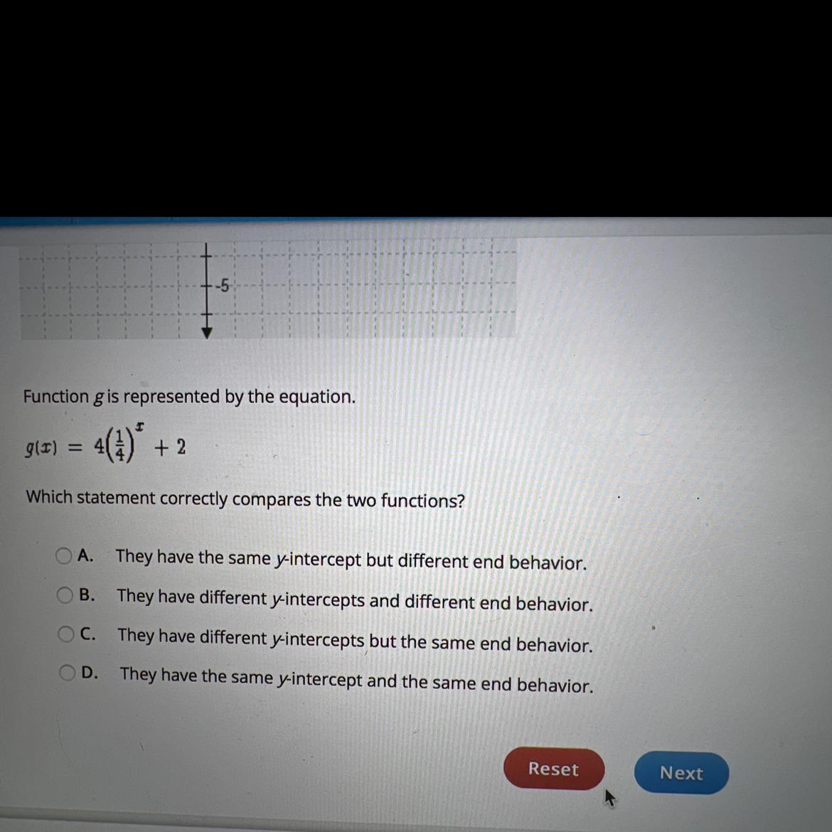 Function Gis Represented By The Equation.Which Statement Correctly Compares The Two Functions?