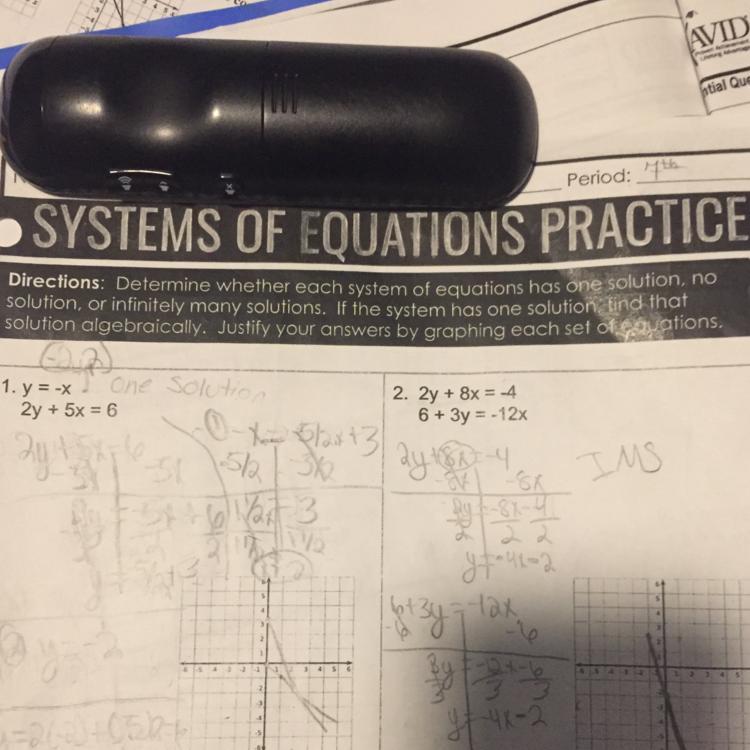 5y + 10x = 0y = - 3xPlz help me the photo is the directions for the problem 