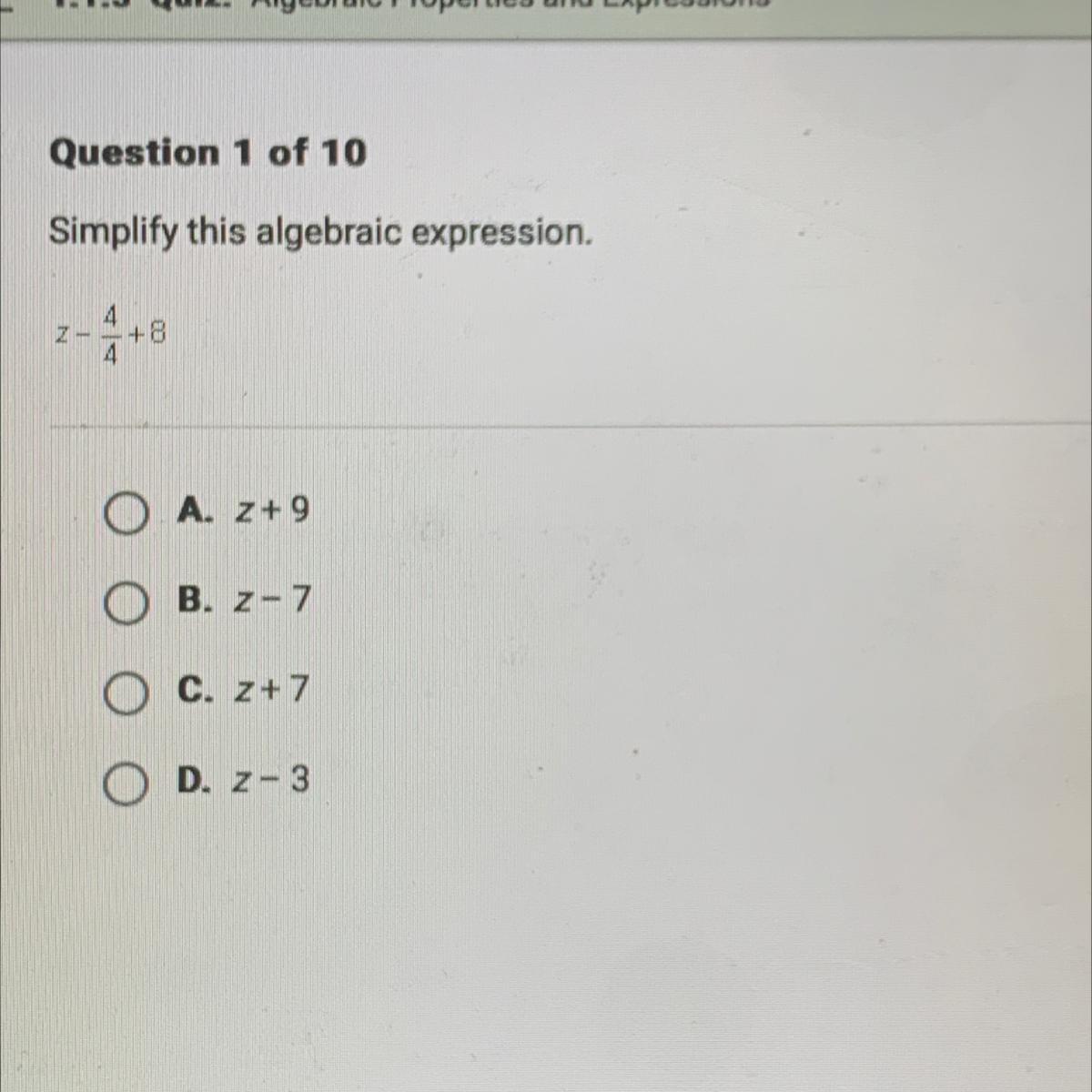Simplify this algebraic expression.