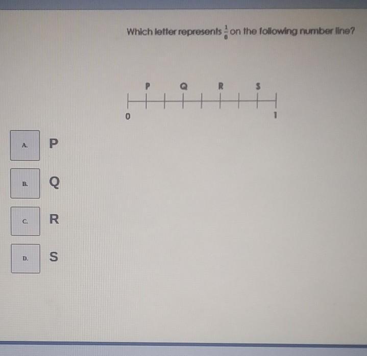which letter represents 1/8on the following number line