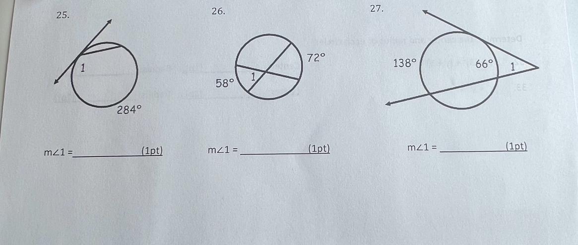 HELP PLEASEDetermine the measure of the unknown angle or arc. Show your work.