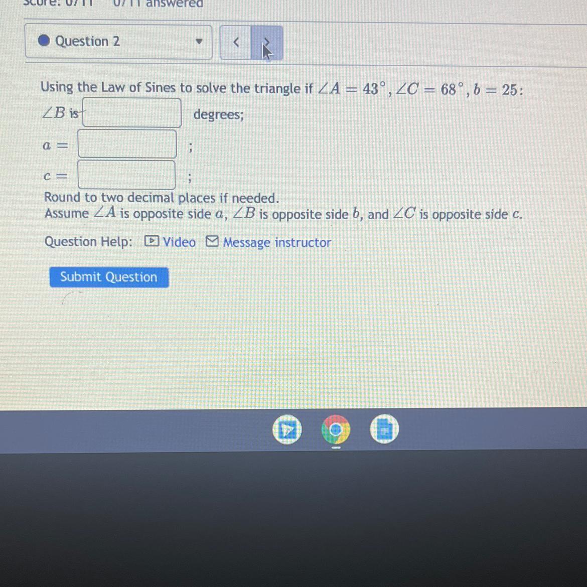 PLEASE HELP USING THE LAW OF SINES