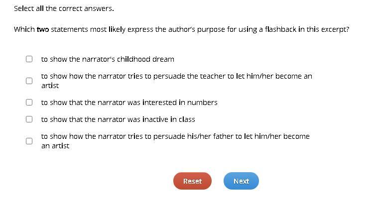 Which two statements most likely express the authors purpose for using a flashback in this excerpt?to