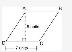 What is the area, in square units, of the parallelogram shown below? A parallelogram ABCD is shown with