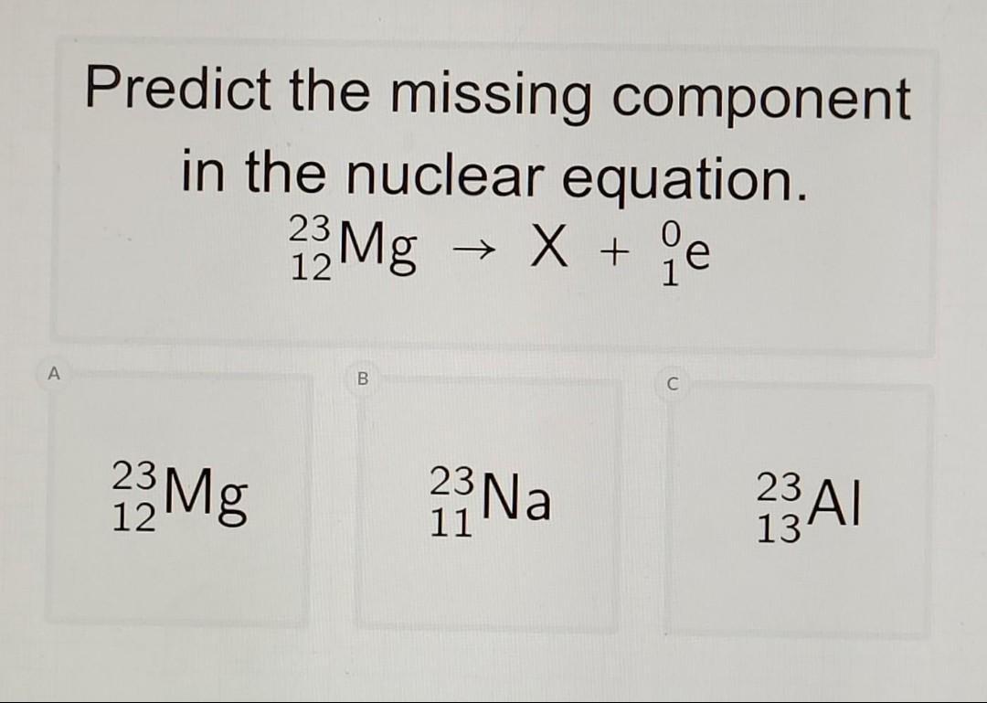 Predict the missing component in the nuclear equation. 