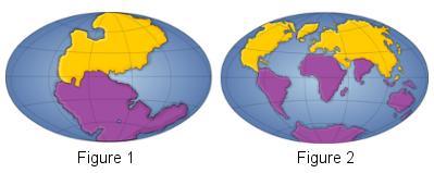 Select ALL the correct answers.Figure 1 shows how Earths surface looked 250 MYA. Today, it looks as shown