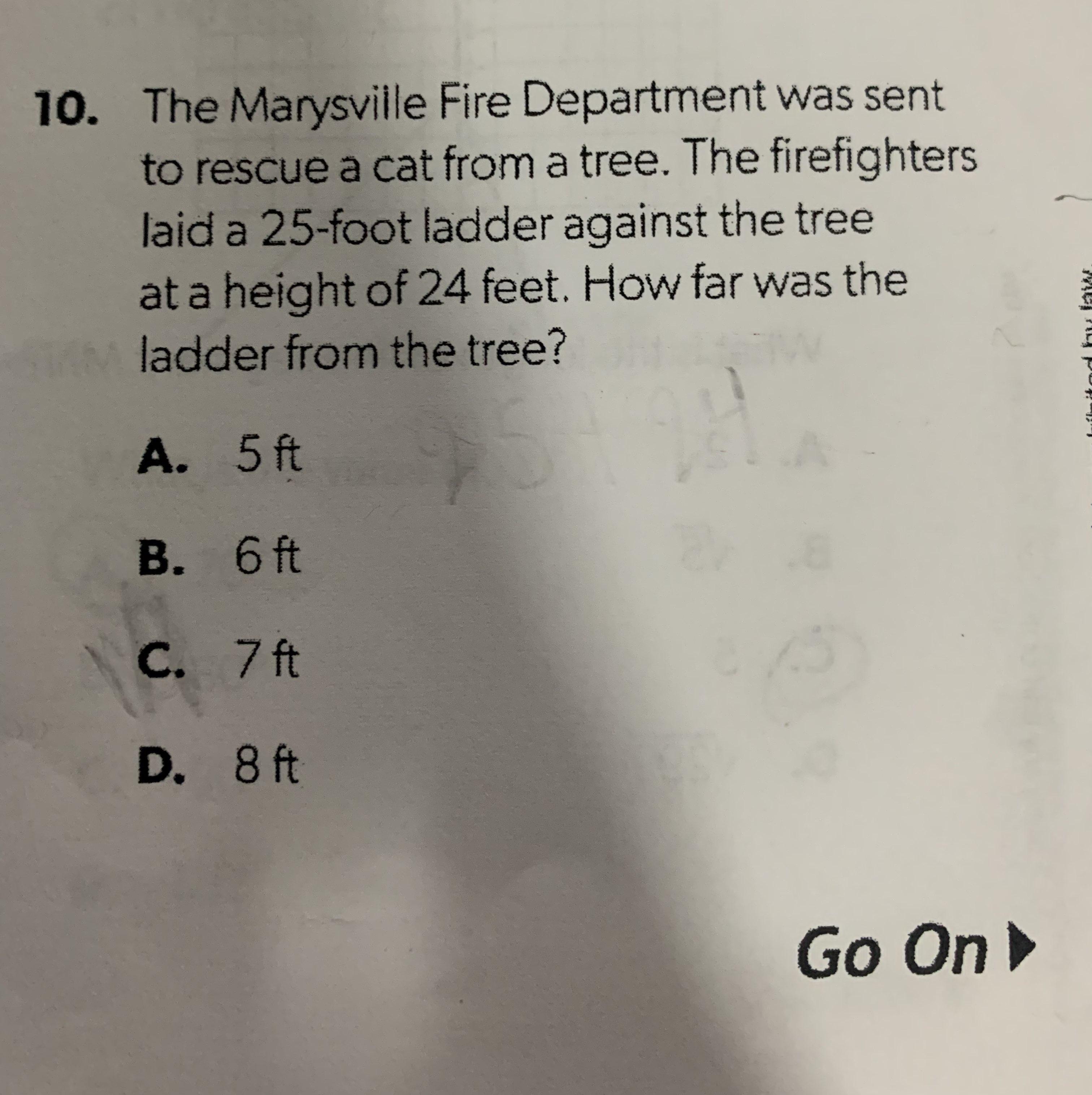 The Marysville Fire Department was sent to rescue a cat from a tree. The firefighters laid a 25-foot