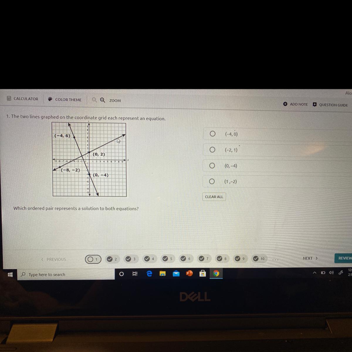 Which ordered pair represents a solution to both equations?