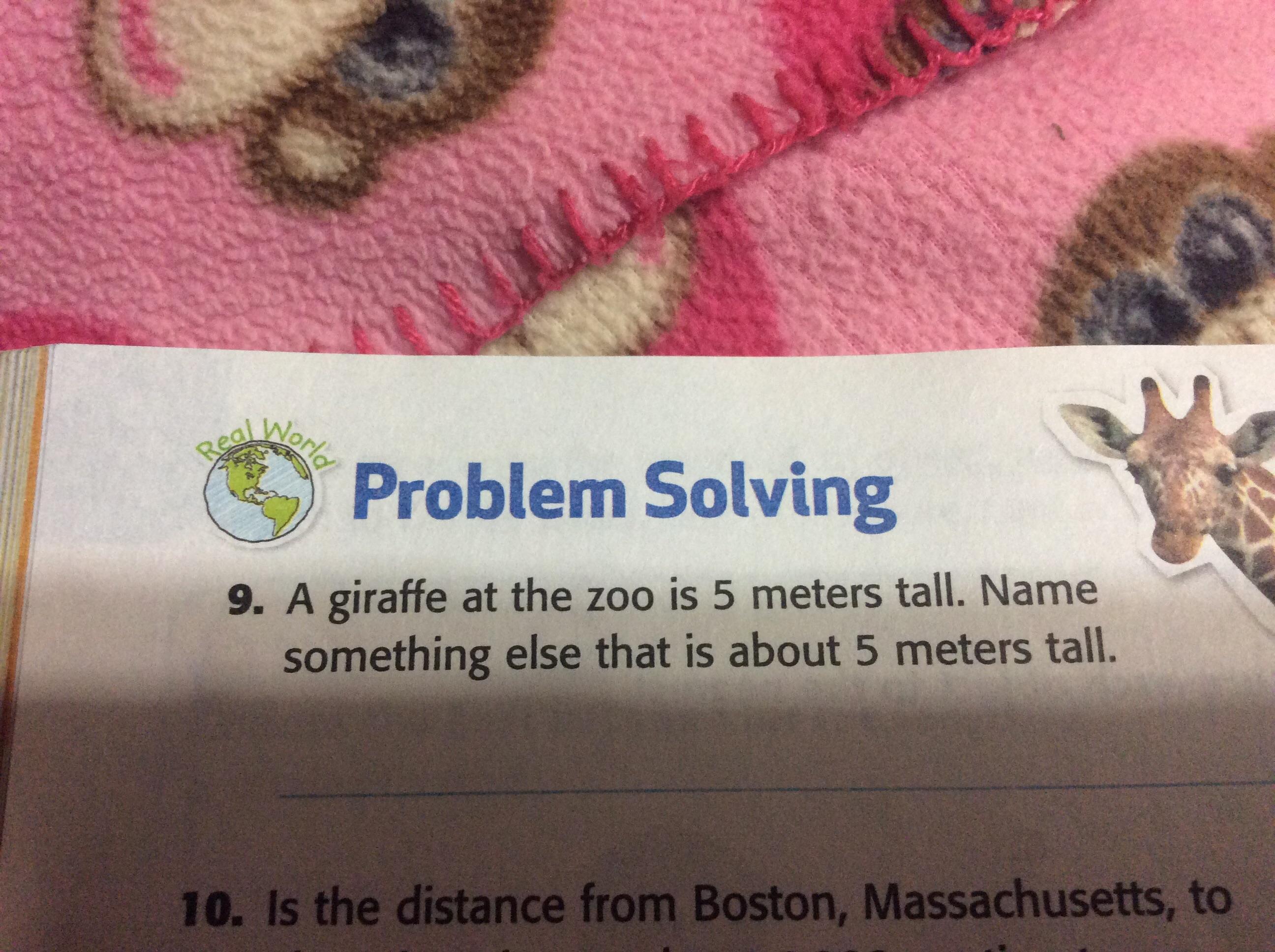 A Giraffe At The Zoo Is 5 Meters Tall. Name Something Else That Is About 5 Meters Tall.