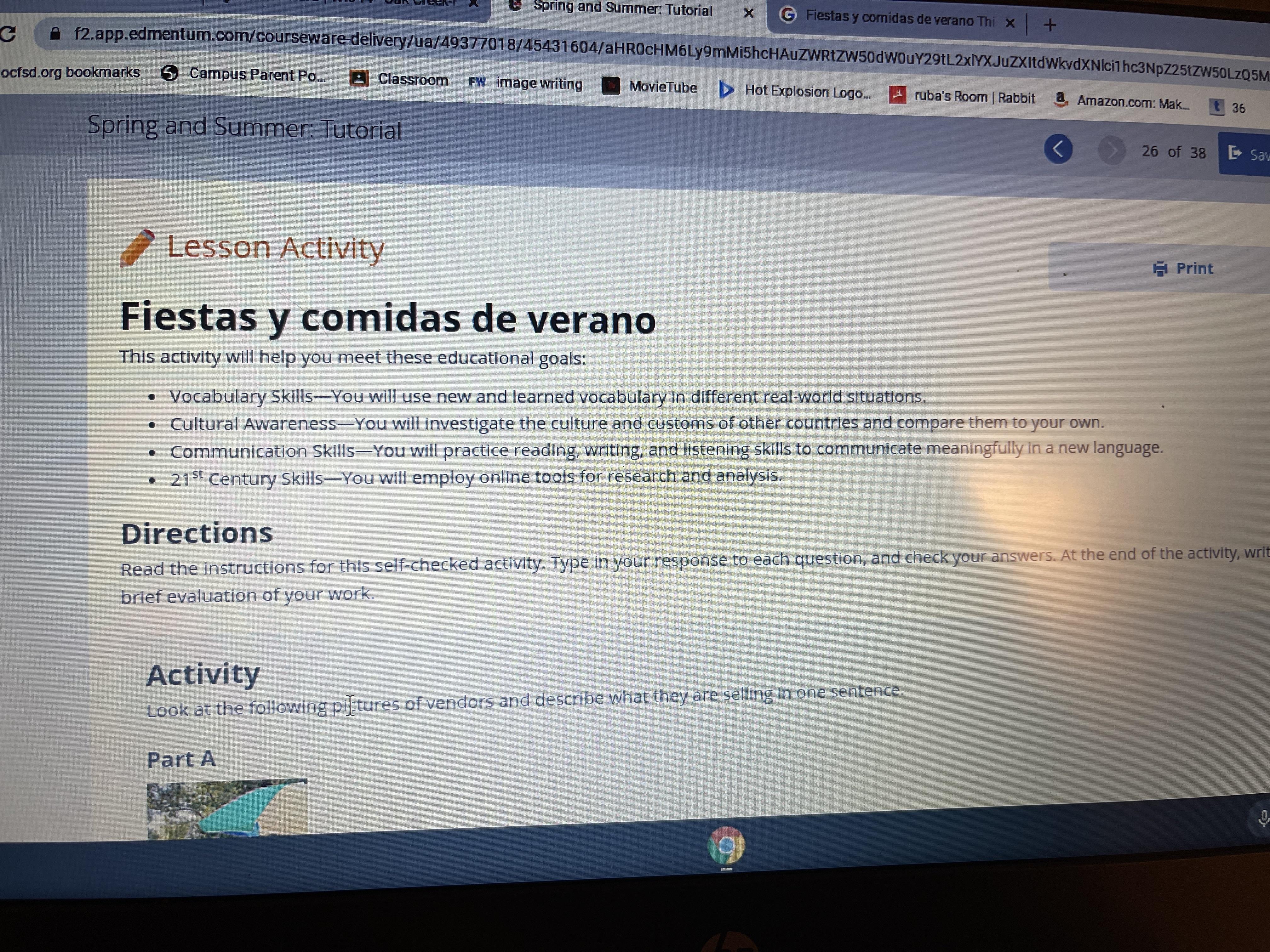 Look At The Following Pictures Of Vendors And Describe What They Are Selling In One Sentence. SPANISH.Part