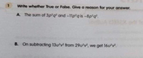 please help with this math questions !! (true or false, please give reason!!)