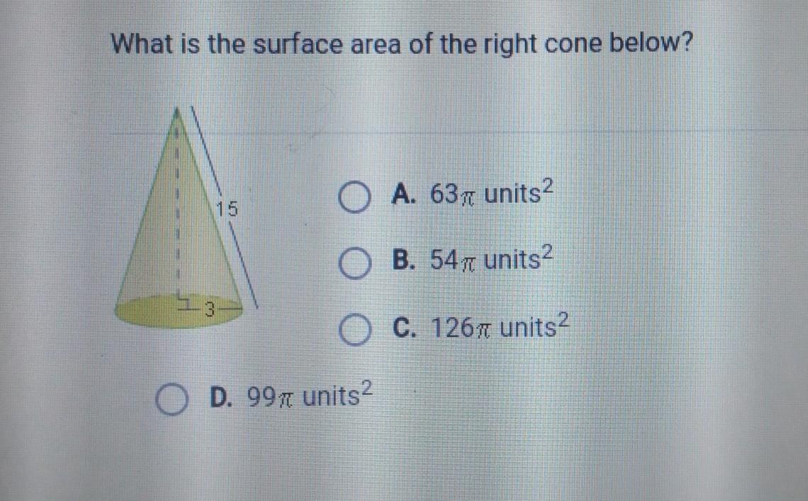 What Is The Surface Area Of The Rightcone Below ?