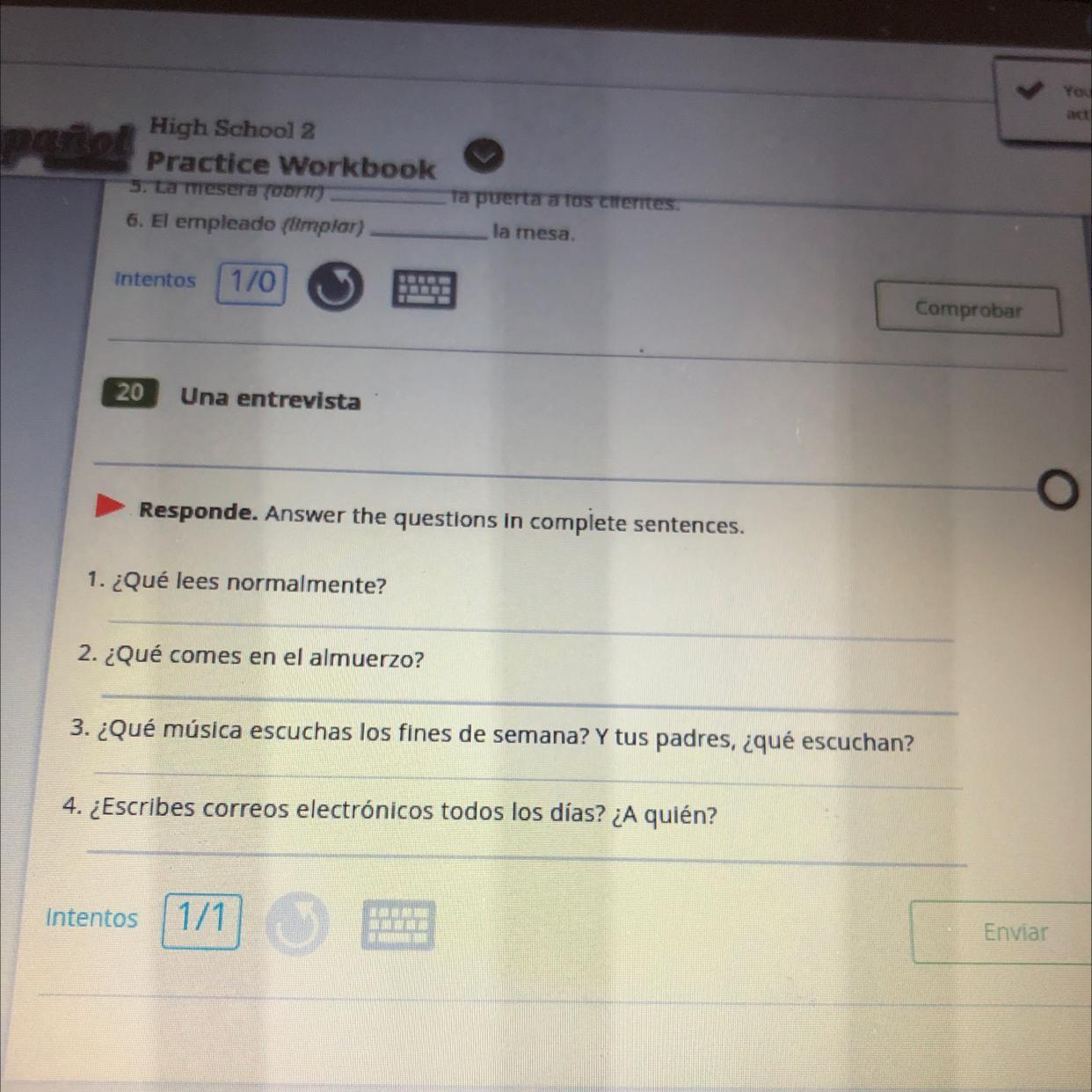 Just The 4 Bottom Questions Pls And Pls Answer In Spanish 