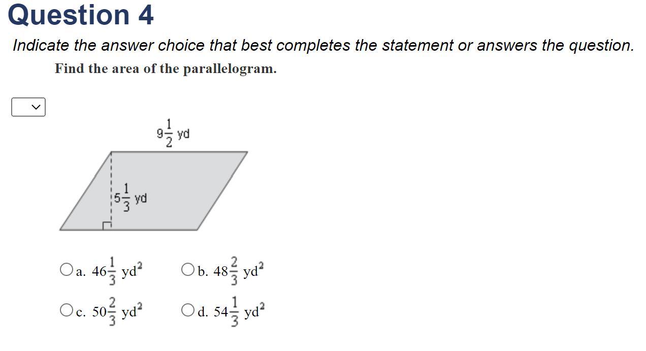 Find the area of the parallelogram.