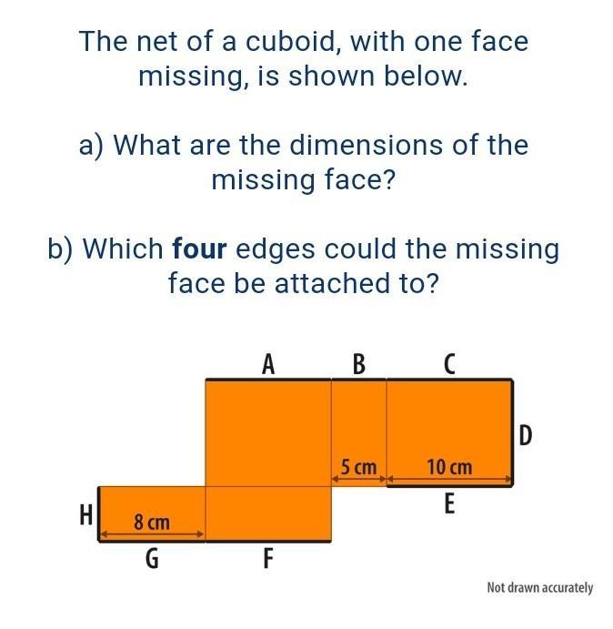 11 points givenThe net of a cuboid, with one face missing, is shown below. a) What are the dimensions