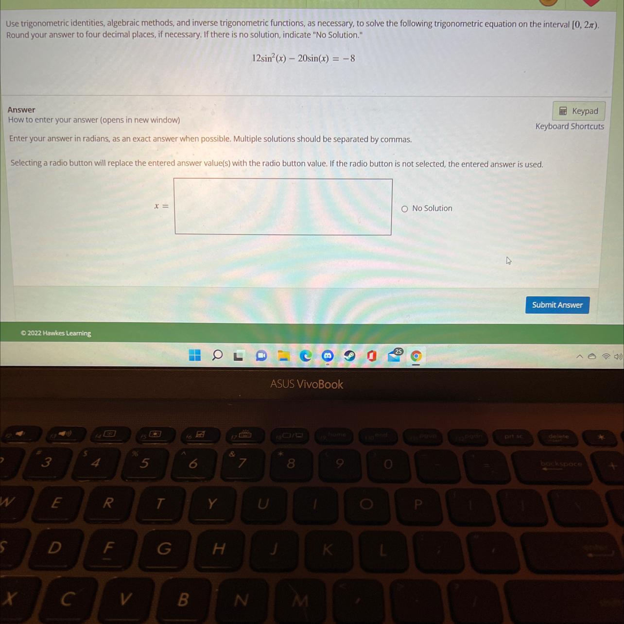 QuestionUse Trigonometric Identities, Algebraic Methods, And Inverse Trigonometric Functions, As Necessary,