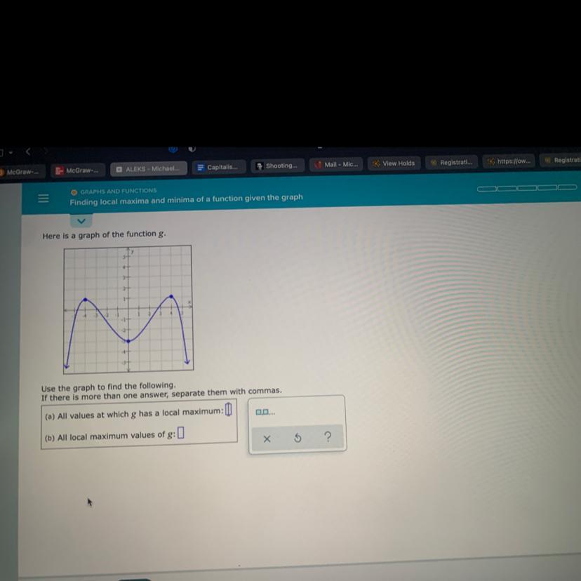 ) GRAPHS AND FUNCTIONSFinding local maxima and minima of a function given the grap