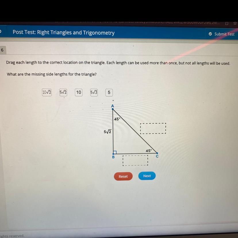 Drag Each Length To The Correct Location On The Triangle. Each Length Can Be Used More Than Once, But