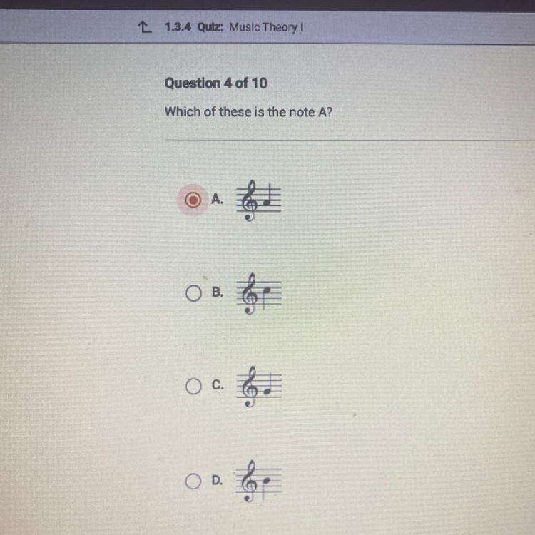 Which of these is the note A?A.OB.O C.O D.Co6.fo