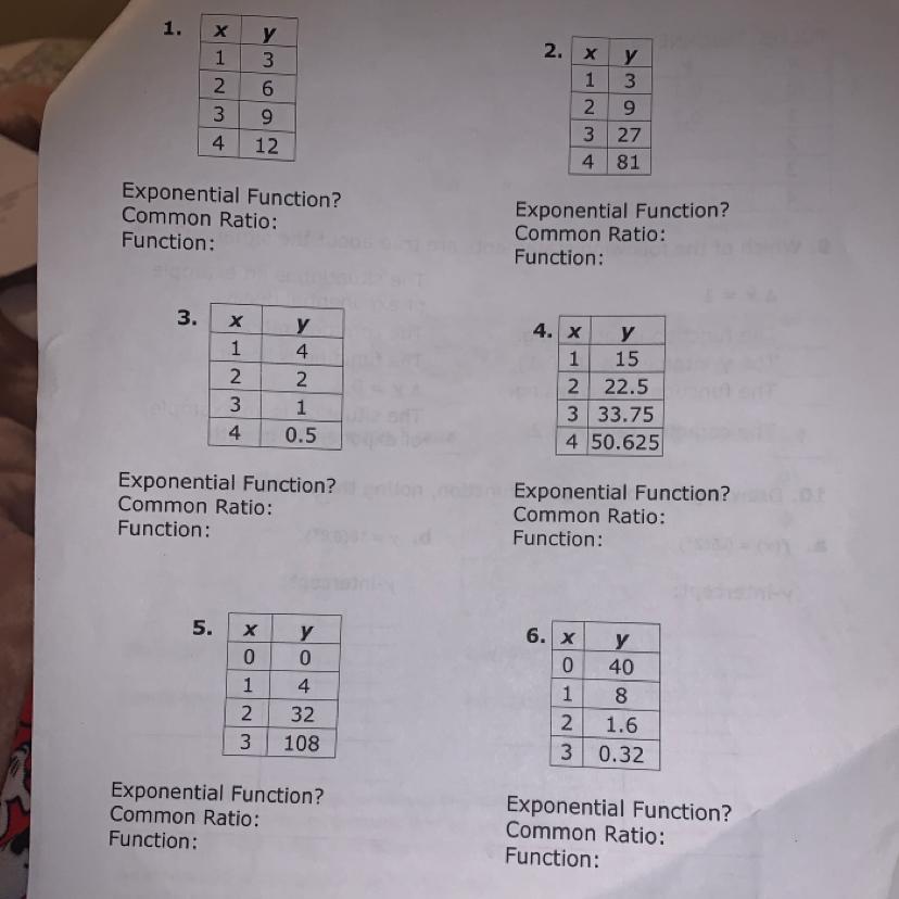 Exponential function? And Common ratio :And Function : Pls help me with question 1