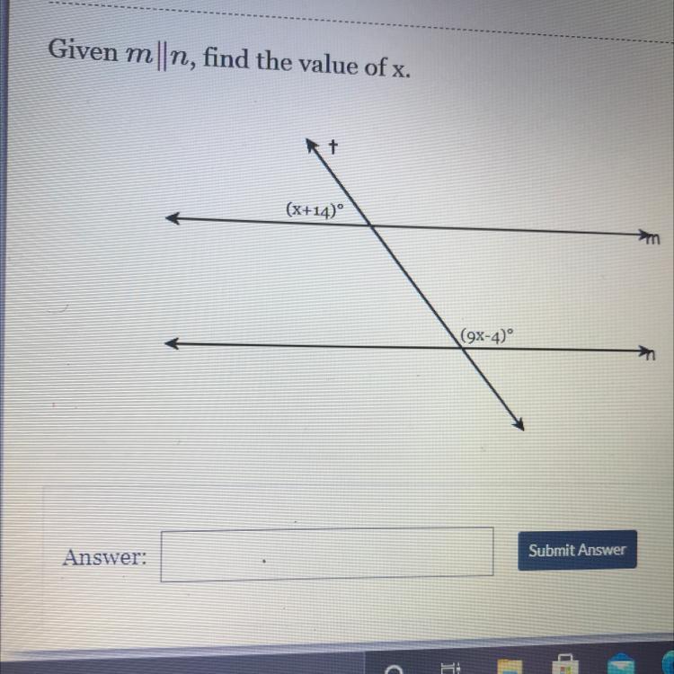 Given mn, find the value of x.(x+14)(9x-4)