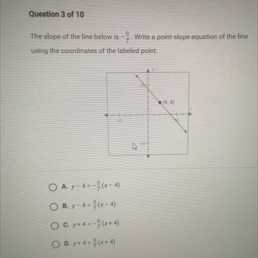 The slope of the line below is -8/7.