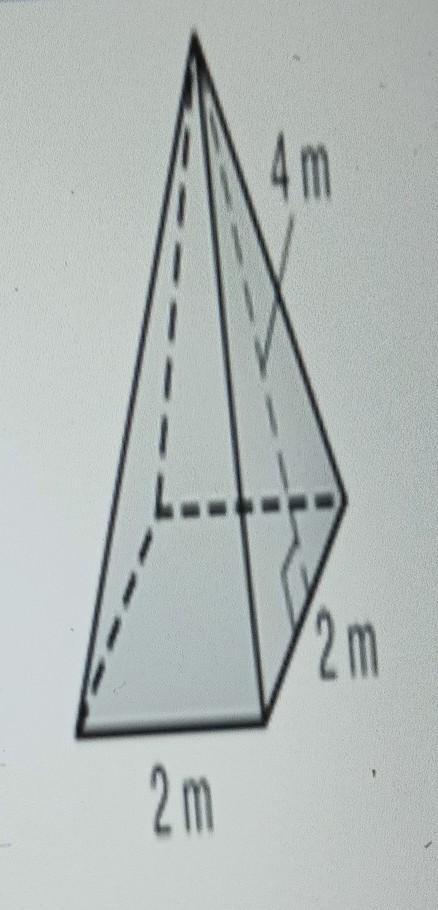 Find the surface area of the pyramid. The side lengths of the base are equal.1: 20 sq. meters2: 36 sq.