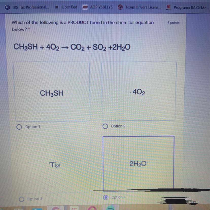 Which Of The Following Is A Product Found In The Chemical Equation Below?