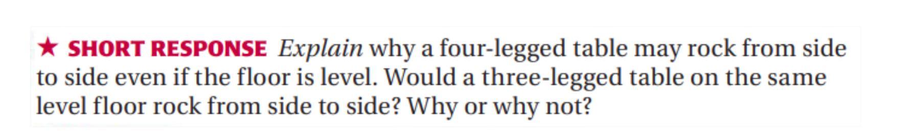 Why would a 4-legged table rock and why would a 3-legged table rock on a leveled floor?