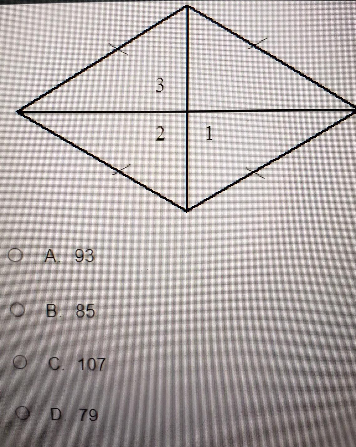 In the rhombus, the measure of angle 1 = 18x, the measure of angle 2 = x + y, and the measure of angle