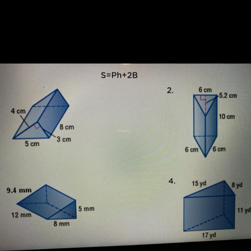 Determine the surface area of each triangular prism. Round to the nearest tenth if necessary.