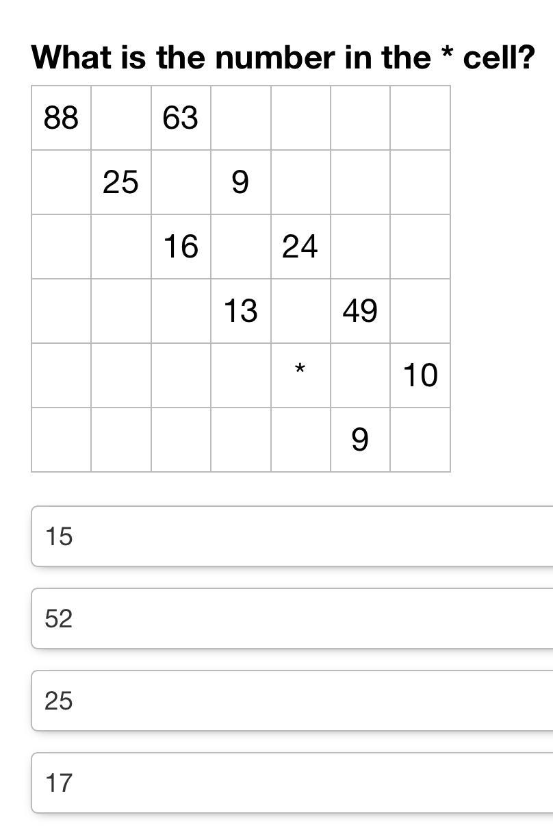 What is the number in the * cell? Please see photo. Thank you!