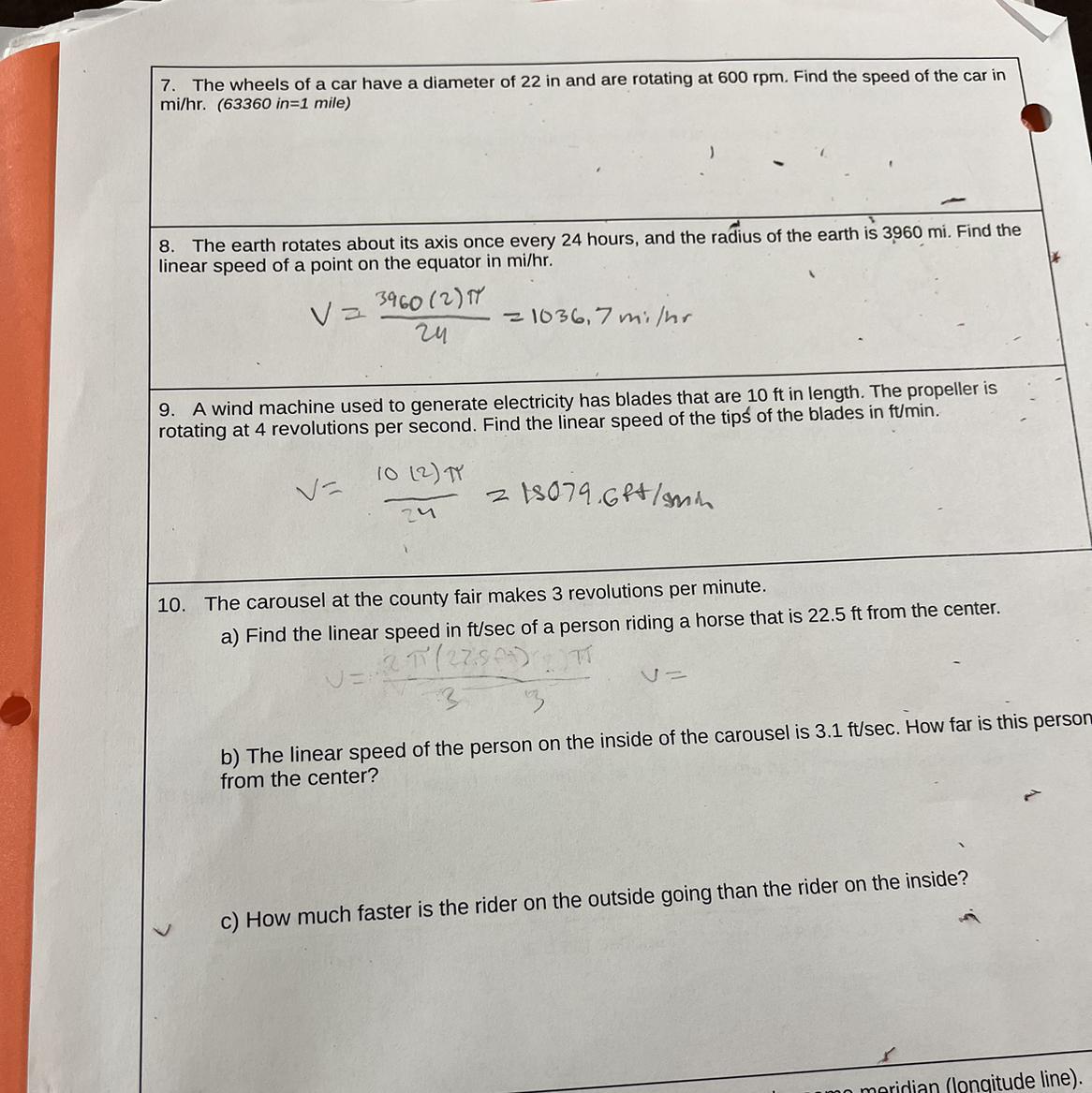 Please help with #7 and #10 a-c