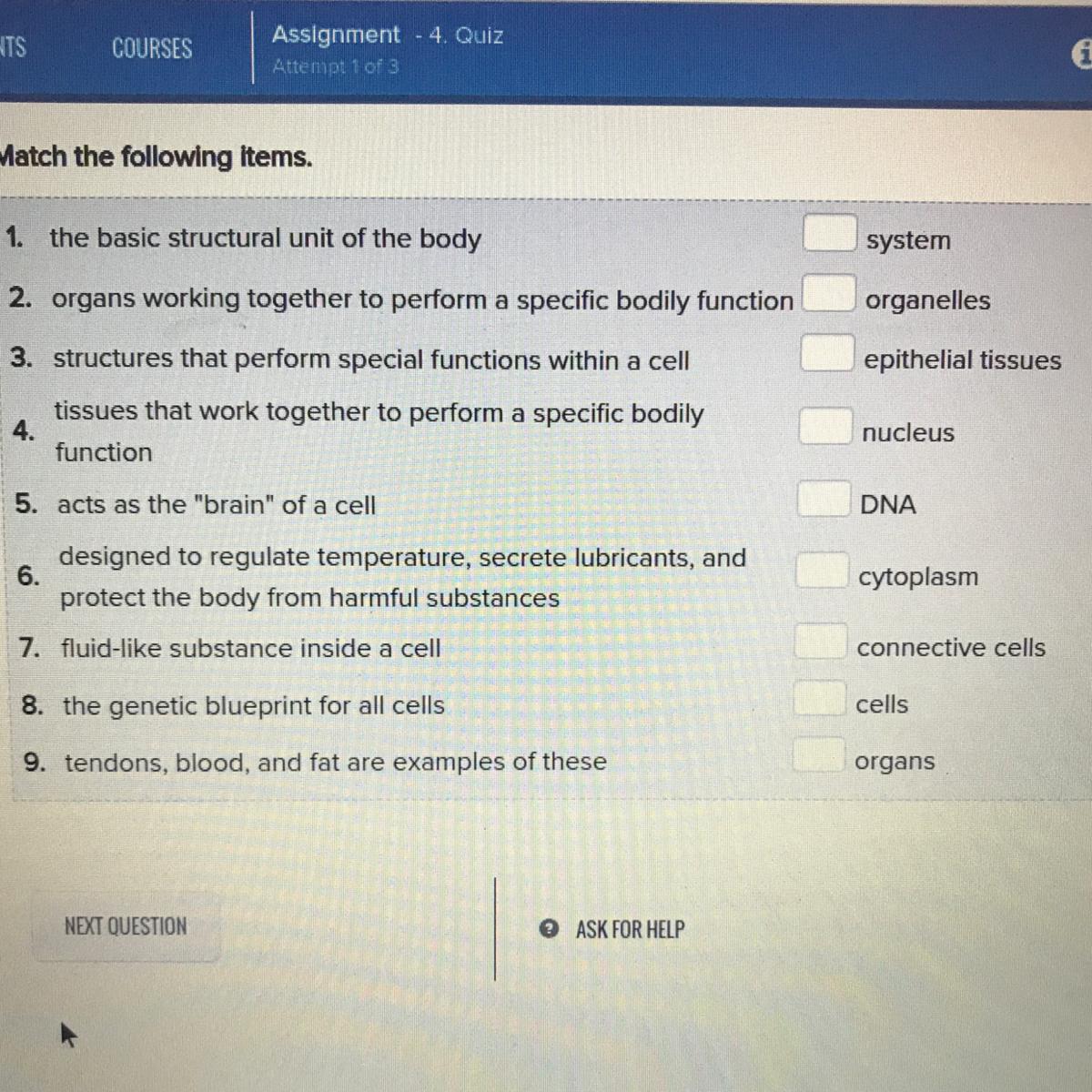 Match The Definition To The Corresponding Term. 