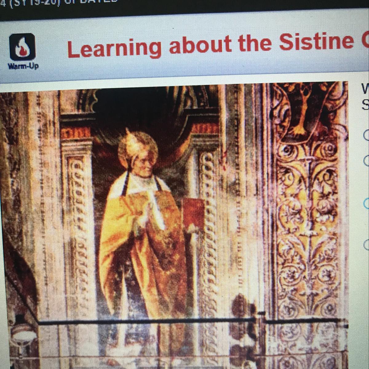 Which Statement Describes This Painting From TheSistine Chapel?roO The Painting Shows Scenes From A Greek