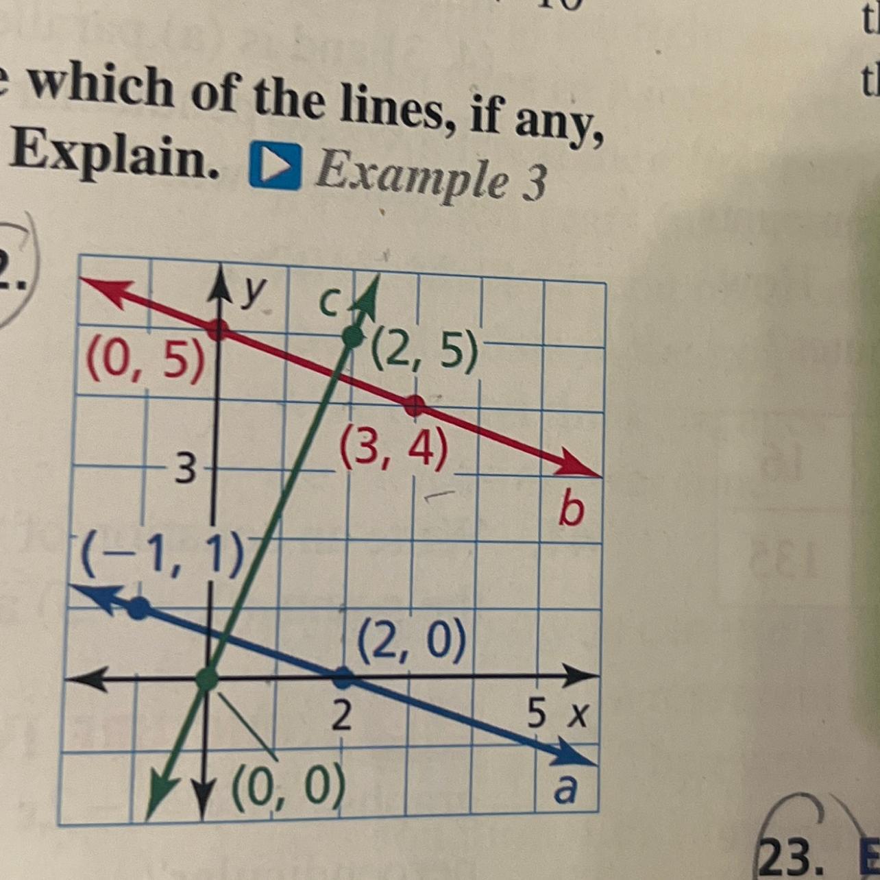 Determine which of the lines if any are parallel or perpendicular 