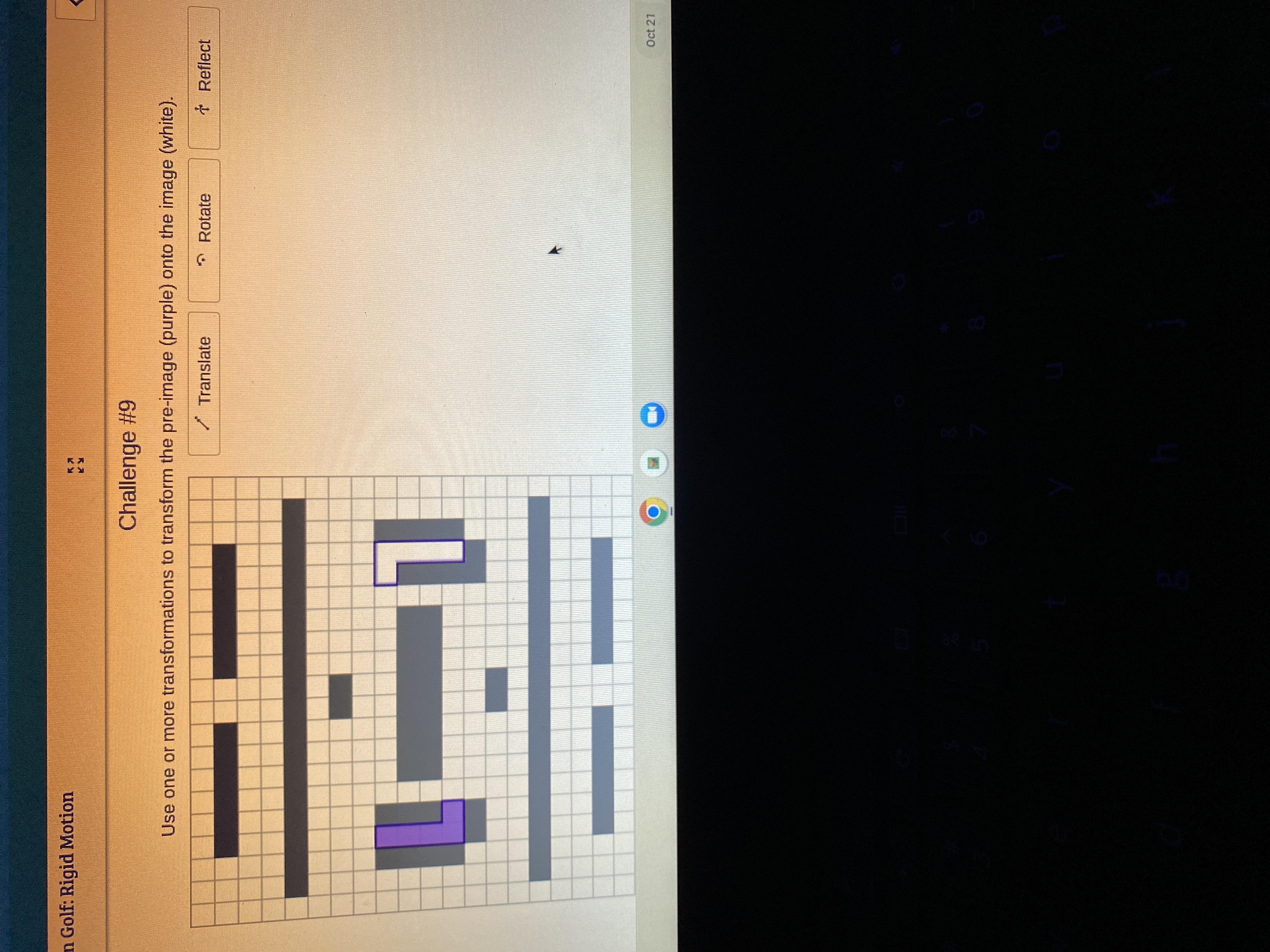 Use one or more transformations to transform the pre-image (purple) onto the image (white). helppp