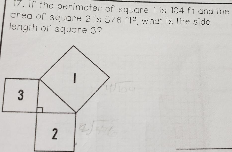 If The Area Of Square 3 Is 80 Cm Squared In The Area Of Square 2 Is 100 Cm Squared What Is The Area Of