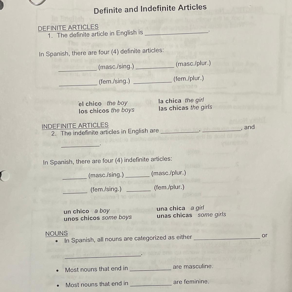 Please help me with this Definite and Indefinite Articles worksheet. Im confused
