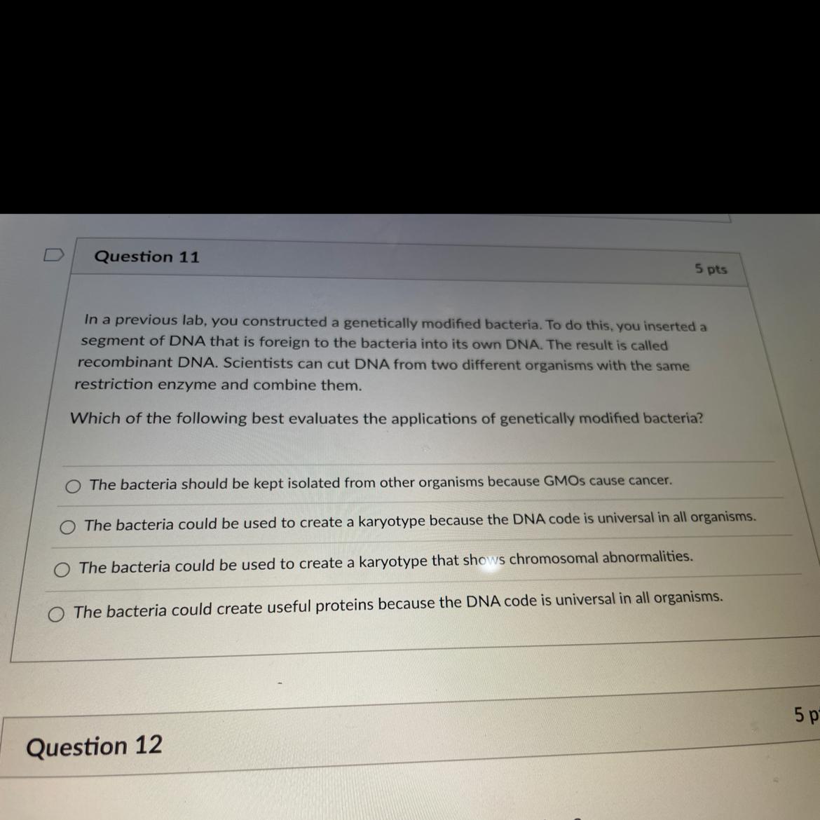 I need help on question 11 this is NOT graded 