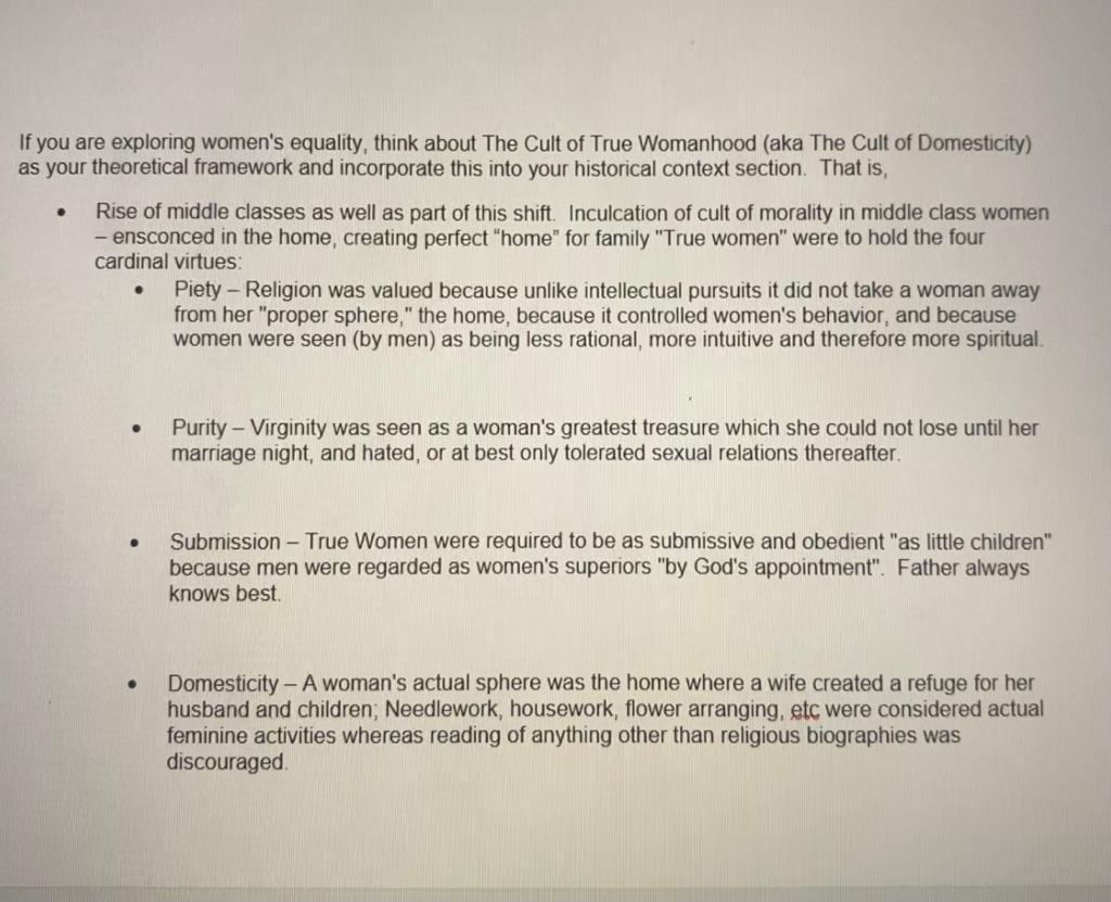 Help please I really need help pleaseis about Women's equality but I need to follow all the instructions